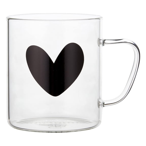 Santa Barbara Design Studio Sippin' Pretty Clear Glass Coffee Mug, 13-Ounce, Heart