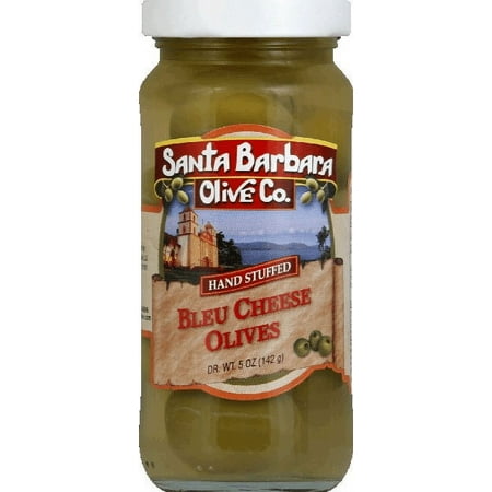 Santa Barbara Olive Co Large Hand Stuffed Bleu Cheese Olives, 2-Pack 5 oz. Jars