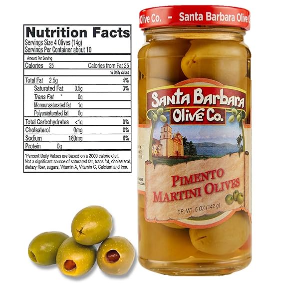 Santa Barbara Olive Co. Pimento Martini Olives 5 oz Pack of 2