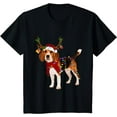 thumbnail image 1 of Santa Beagle reindeer Light Christmas T-Shirt, 1 of 3