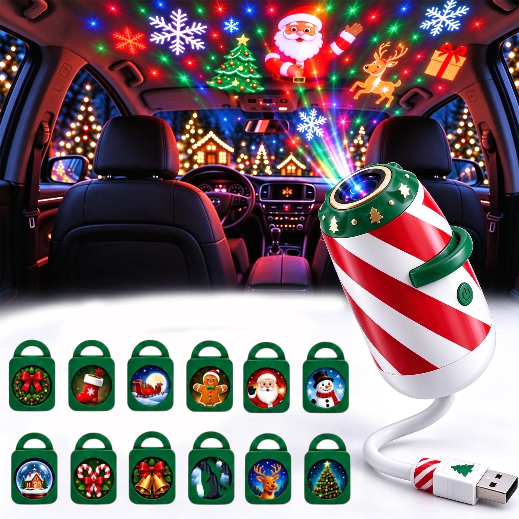 Rojection Formula Santa Beam Projector, Plug & Play USB Powered HD Holiday Projection ...