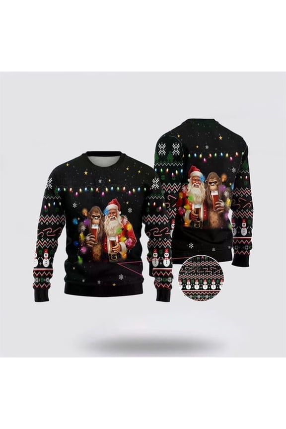 Santa Beer Christmass Ugly Christmas Sweater, Best Gift For Holiday, Christmas Crewneck Sweater, Christmas Winter Fashion