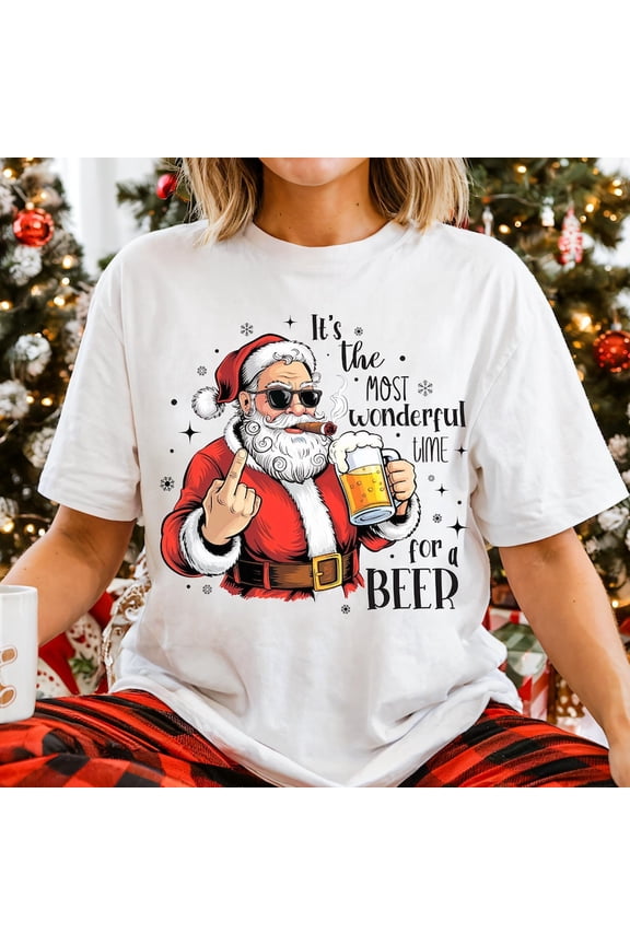 Santa Beer Shirt Funny Santa Christmas Holiday Shirt Shirt Winter Shirt Design Dad Christmas Shirt
