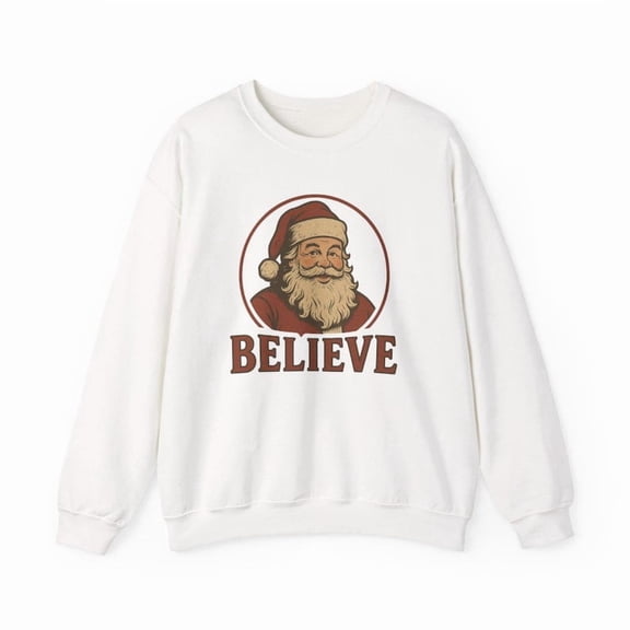 Santa Believe Crewneck Sweatshirt | Vintage Santa Illustration