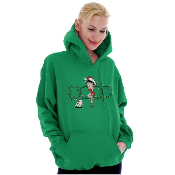 Santa Betty Boop Christmas Lights Hoodie Sweatshirt Women Brisco Brands S