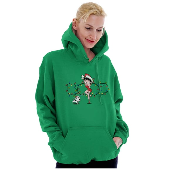 Santa Betty Boop Christmas Lights Hoodie Sweatshirt Women Brisco Brands S