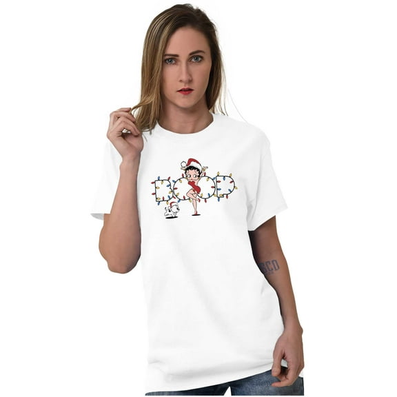 Santa Betty Boop Christmas Lights Women Plus Size Graphic Tee Tees Brisco Brands 3X