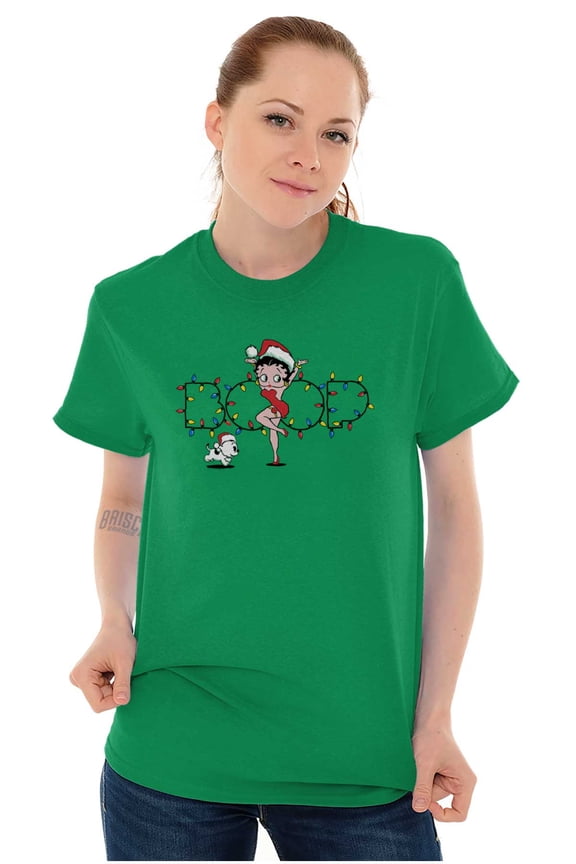 Santa Betty Boop Christmas Lights Women's Graphic T Shirt Tees Brisco Brands S