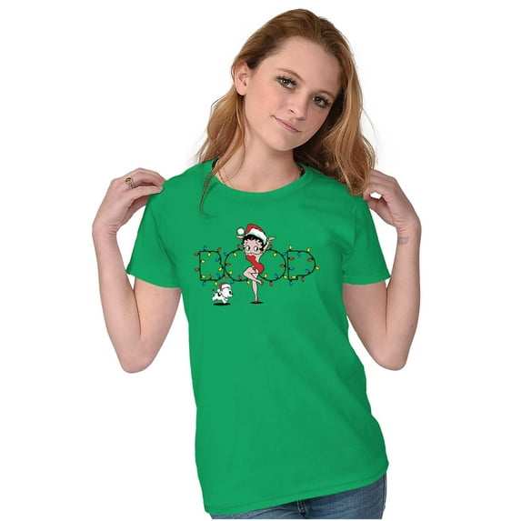 Santa Betty Boop Christmas Lights Women's T Shirt Ladies Tee Brisco Brands S