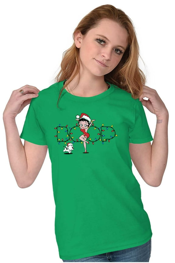Santa Betty Boop Christmas Lights Women's T Shirt Ladies Tee Brisco Brands S