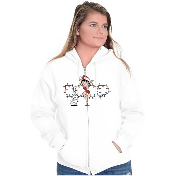 Santa Betty Boop Christmas Lights Zip Hoodie Sweatshirt Women Brisco Brands X