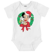 Santa Betty Boop Christmas Wreath Bodysuit Jumper Girls Infant Baby Brisco Brands NB