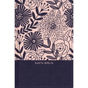 RVR60 Santa Biblia Large Print Compact Hardcover Blue Floral Words of Jesus in Red Indexed