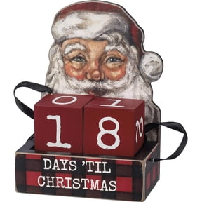 Santa Block Countdown Days 'Til Christmas ( 4" x 5.50" x 2'' )