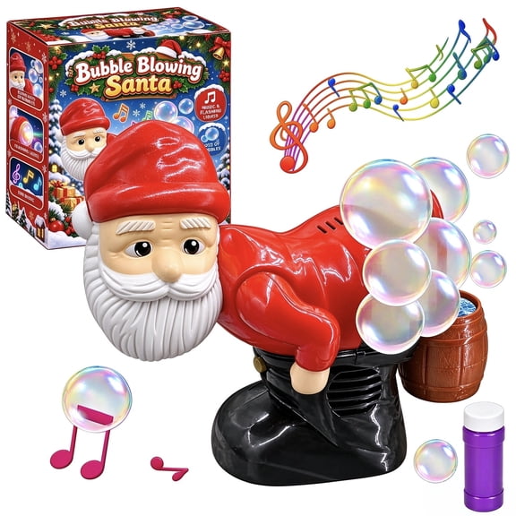 Santa Bubble Blower, Christmas Bubble Making Toy with Lights and Music
