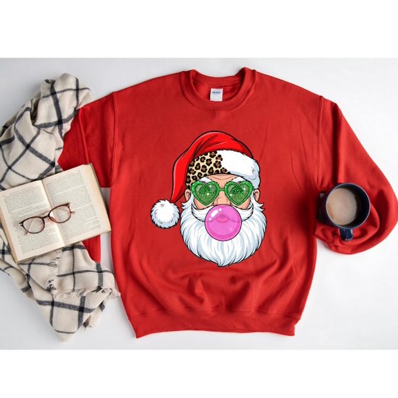 Santa Bubble Gum Sweat, Santa Sweatshirt, Bubble Gum Shirt, Santa Claus Sweater, Santa S, Sweatshirt Size S-5Xl