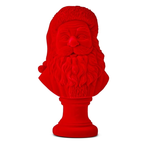 Santa Bust Christmas Tabletop Decoration, Red Resin Holiday Figurine with Classic Design, Elegant Display Piece for Tables Shelves, Mantels & Entryways