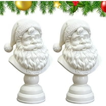 Santa Bust Christmas Tabletop Decoration, Resin White Santa Claus Statue Figurine Ornament, Novelty Holiday Home and Office Decor for Tabletop Bookshelf Desk (6 inch, 2pcs)