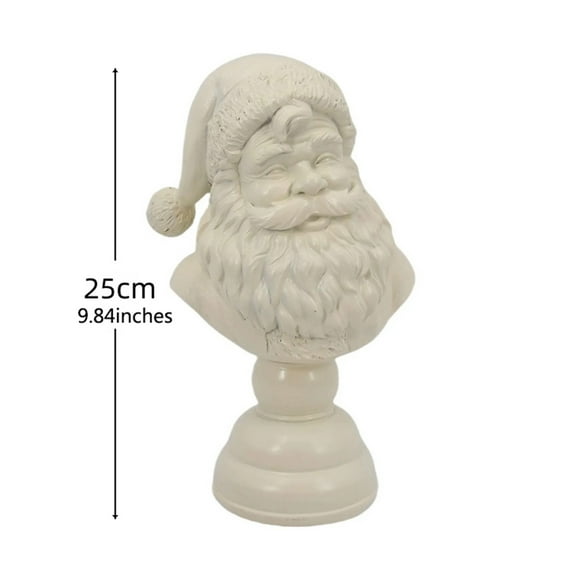 Santa Bust, Christmas Tabletop Decoration, White Resin Holiday Figurine ,Classic Santa Claus Bust ,Elegant Christmas Table Decor 25 cm/9.84 Inch