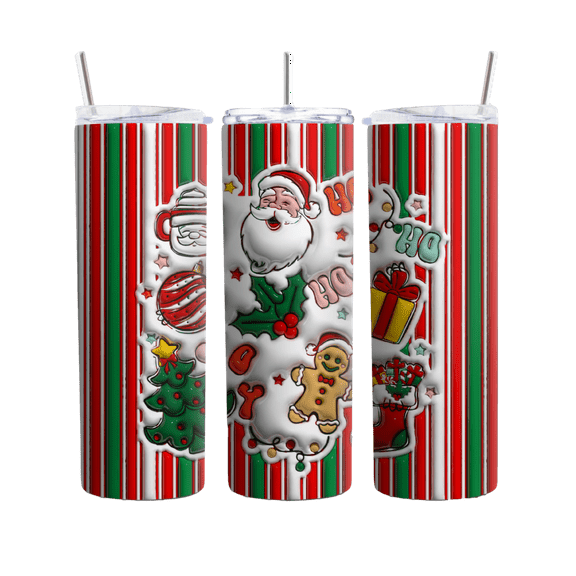 Santa Candy Cane Christmas 20oz Tumbler, Festive Holiday Drinkware, Perfect Family Gift for Seasonal Cheer