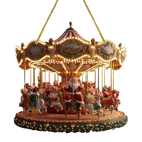Santa Carousel Festive Decoration - Unique Christmas Gift, Whimsical Holiday Ornament, Versatile Placement, High-Quality Materials, Year-Round Enjoyment