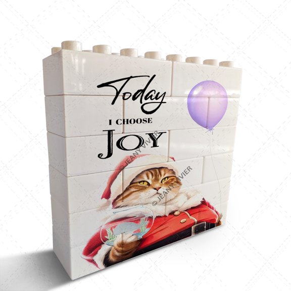 Santa Cat Today I Choose Joy Novelty Decorative Sign/Plaque for Bedroom Living Room Kitchen Bathroom Cafes Club Pub Desk Shelf Decor,Birthday Christmas Housewarming Gifts, Cat Gifts