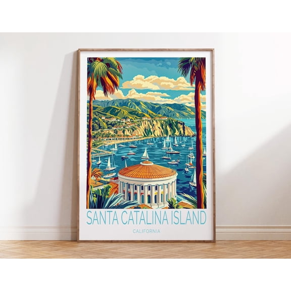 Santa Catalina Island California Travel City Scenery Wall Art, Unframed Paper Print Size 8x12