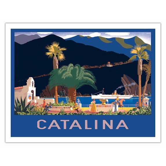 Santa Catalina - The Scenic Riveria of the U.S.A. - Vintage Travel Poster by Otis Sheppard c.1930 - Fine Art Matte Paper Print (Unframed) 20x26in