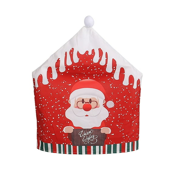 Santa Chair Cover Cloth Printed Snowman Cute Chair Cover Restaurant Bar Party Decoration Christmas Decoration