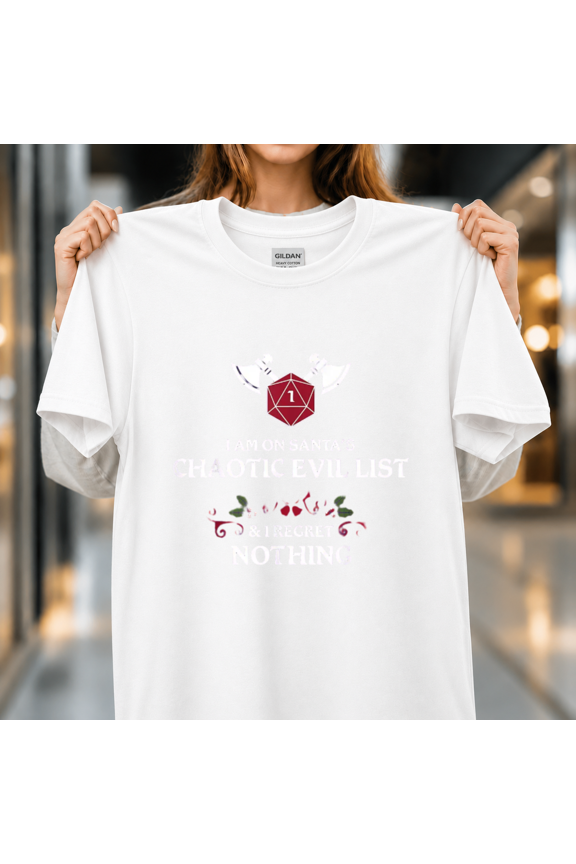 Santa Chaotic Evil List Tabletop RPG D20 Funny Christmas Holiday Design Unisex T-Shirt, S-5XL