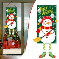 Santa Christmas Banner - Fabric Window Sign Banners & Door Flags for Indoor Outdoor Porch Wall Decor
