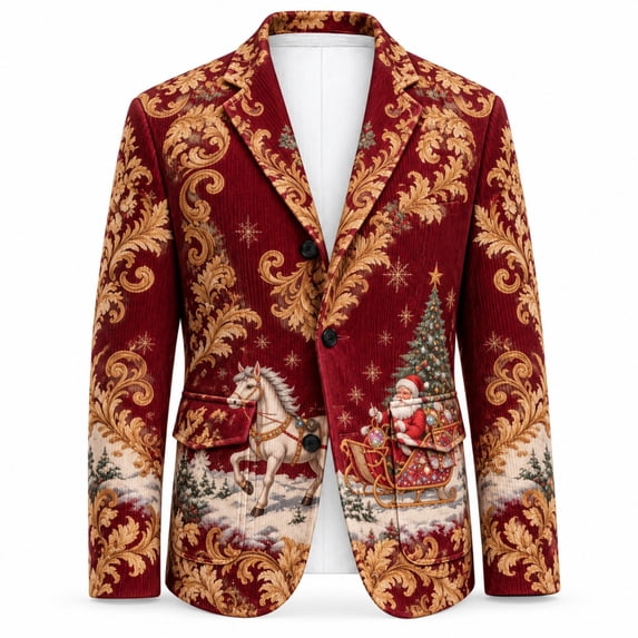 Santa Ress Santa Christmas Blazer Men, Single Button Print, for Wedding, Costume ...