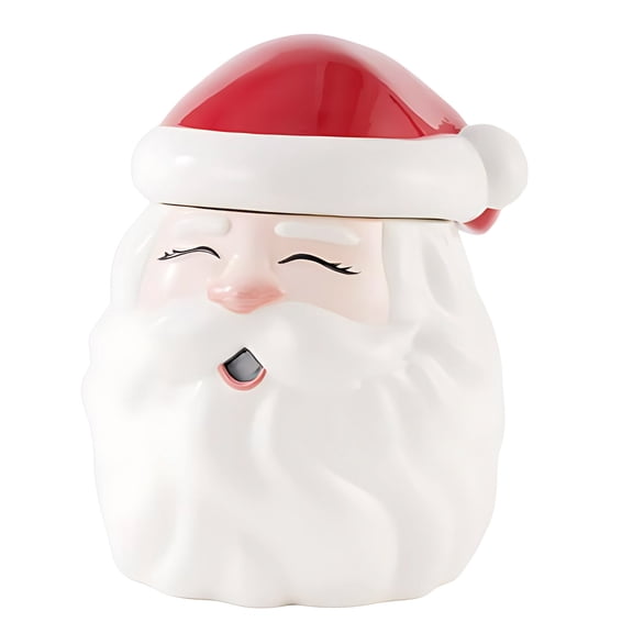 Santa Christmas Cookie Jar, Decorative Food Storage Container, Festive Santa Canister, Holiday Storage Pot for Cookies, Candy, Snacks, Indoor Winter Kitchen & Tabletop Holiday Decor