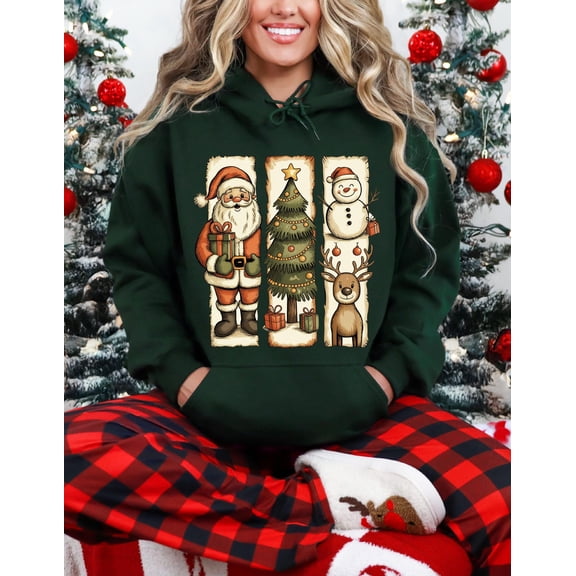 Santa Christmas Hoodie – Vintage Holiday Graphic Sweatshirt, Cozy Xmas Pullover, Classic Christmas Hoodie , Gift for Men & Women