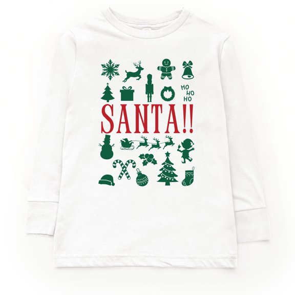 Santa Christmas Icons - Toddler Long Sleeve Graphic Tee and Youth Long Sleeve Graphic T-Shirt