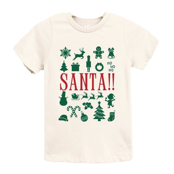 Santa Christmas Icons - Youth Short Sleeve Graphic T-Shirt and Toddler Short Sleeve Graphic T-Shirt