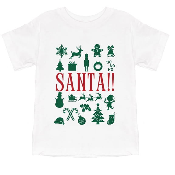 Santa Christmas Icons - Youth Short Sleeve Graphic T-Shirt and Toddler Short Sleeve Graphic T-Shirt