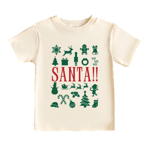 Santa Christmas Icons - Youth Short Sleeve Graphic T-Shirt and Toddler Short Sleeve Graphic T-Shirt