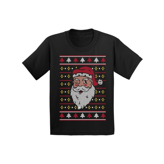 Santa Christmas Shirt for Kids Xmas T-Shirt for Boys Girls Children Xmas Pattern Tee Holiday Outfit