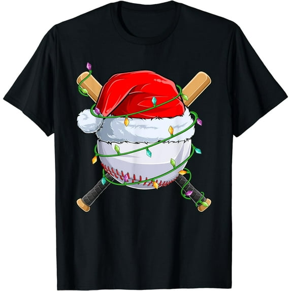 Santa Christmas Sports Women Men Christmas Baseball Player T-Shirt