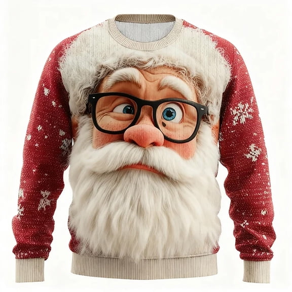 Santa Christmas Sweaters for Men 2030 Funny Christmas Sweatshirts Crewneck Printed Xmas Holiday Pullover Shirts for Couple