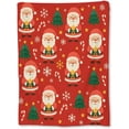 thumbnail image 1 of Santa Christmas Throw Blanket – Cute Santa Claus with Tree & Candy Cane Print – Cozy Holiday Home Decor Gift, 1 of 4