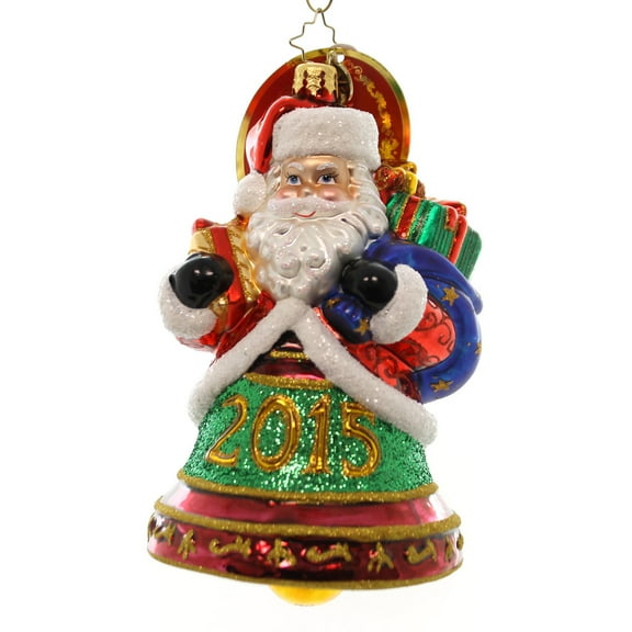 Santa Clapper - 6 Inch, Glass - Dated 2015 Ornament Bell 1017792