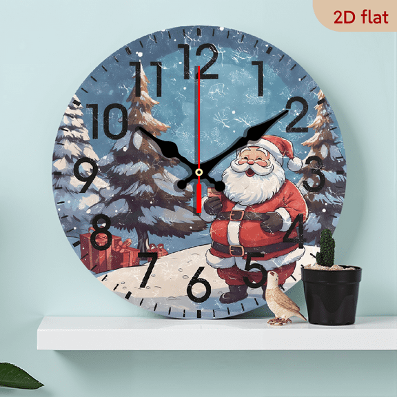 Santa Claus.1 pc wall clock.Accurate timing, frameless design, simple and elegant. Silent movement, silent walking, healthy sleep every day,10*10inch.