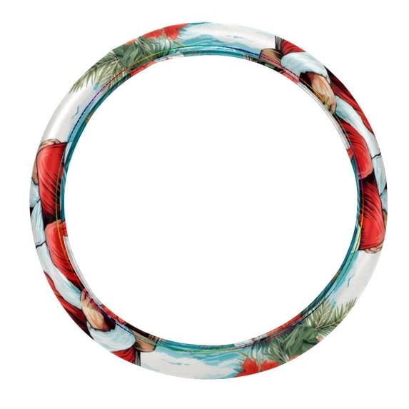 Santa Claus 14.5 Inch Printing PVC Leather Auto Accessories Steering Wheel Cover, Car Wheel Cover, Steering Wheel Cover