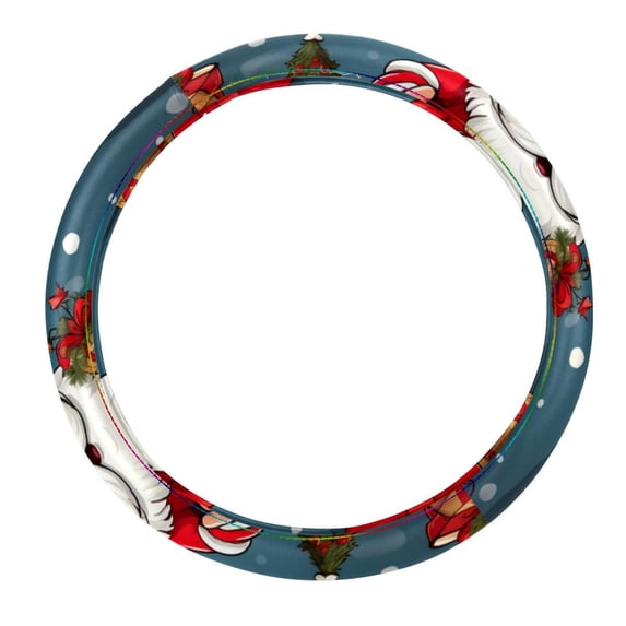 Santa Claus 14.5 Inch Printing PVC Leather Car Wheel Cover Auto Accessories Steering Wheel Cover Steering Wheel Covers Car Wheel Covers