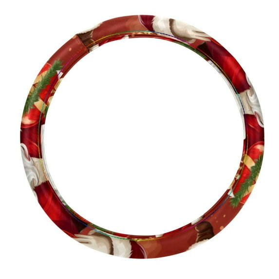 Santa Claus 14.5 Inch Printing PVC Leather Car Wheel Cover Steering Wheel Covers Auto Accessories