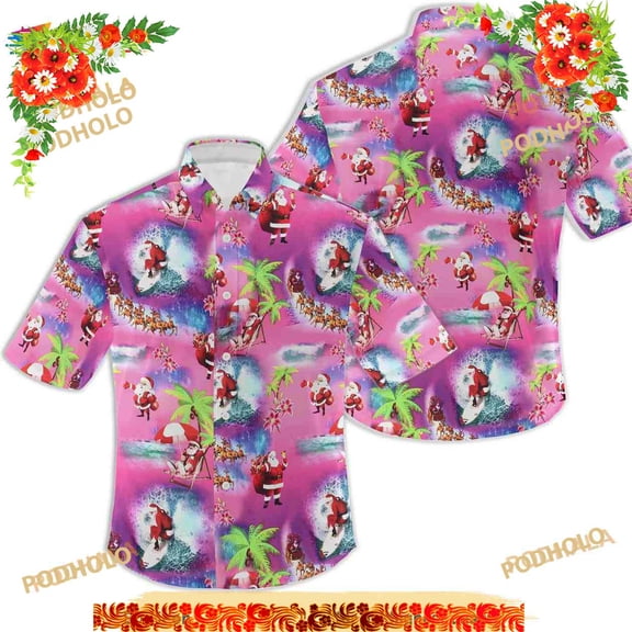 Santa Claus 3D Hd Hawaiian Shirt