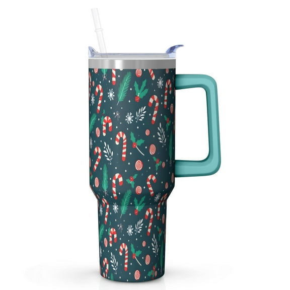 Santa Claus 40oz Stainless Steel Tumbler with Handle Christmas Holiday Mug