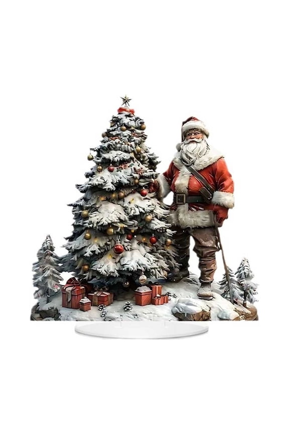 Santa Claus Acrylic Figurine - Waterproof Durable Small Decorative Statue for Desk, Countertop, Christmas Tree Ornament, Car Rearview Mirror Hanging Pendant Decor